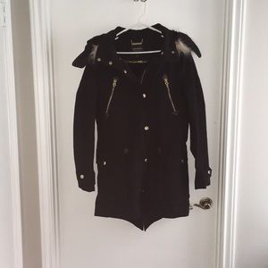Juicy Couture black long jacket, with removable lining and hood, size L